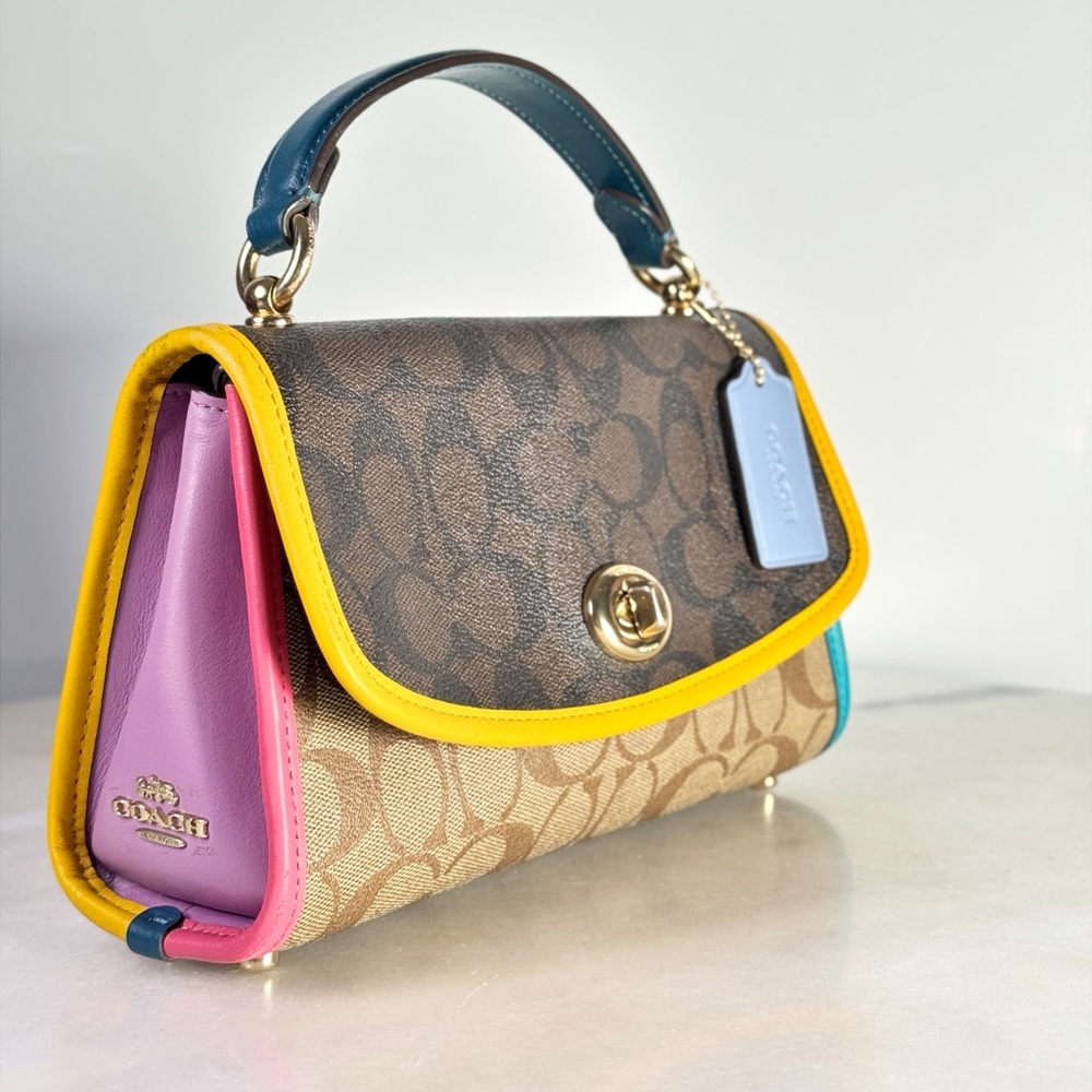 Coach Tilly Satchel 23 C2820 Colorblock Signature Canvas Top Handle Crossbody - Picture 10 of 11